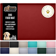 Gorilla Grip waterproof pet feeding mat in red protects floors during messy meals