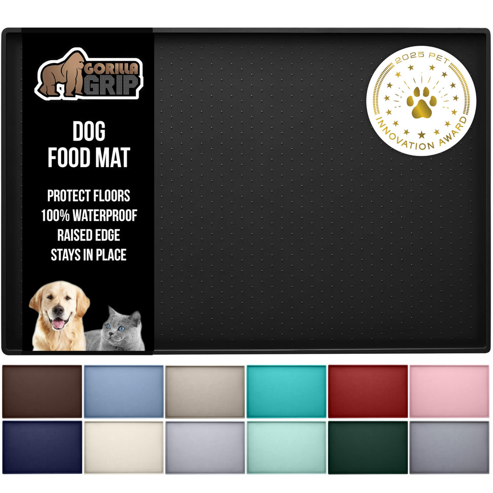 Gorilla Grip waterproof raised-edge pet mat keeps spills contained during meals
