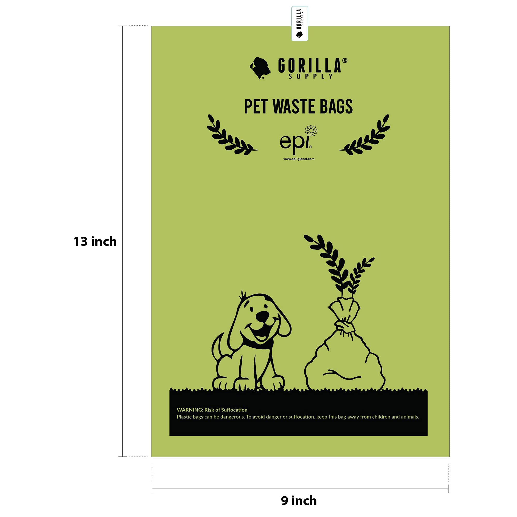 GORILLA SUPPLY 9x13 inch bags fit most dogs for easy cleanup
