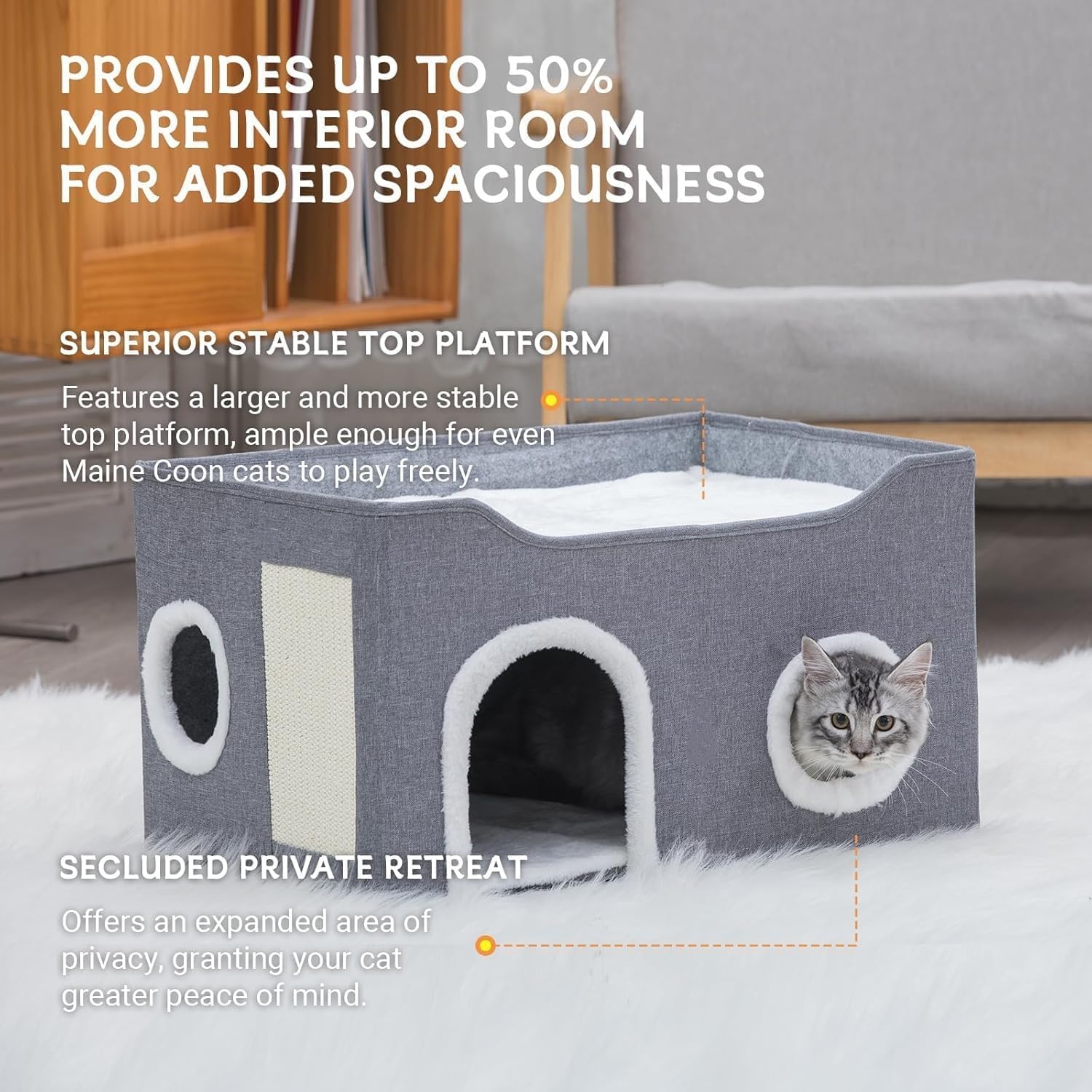 Gosipeya Cat House scratch-board side offers extra fun and exercise.