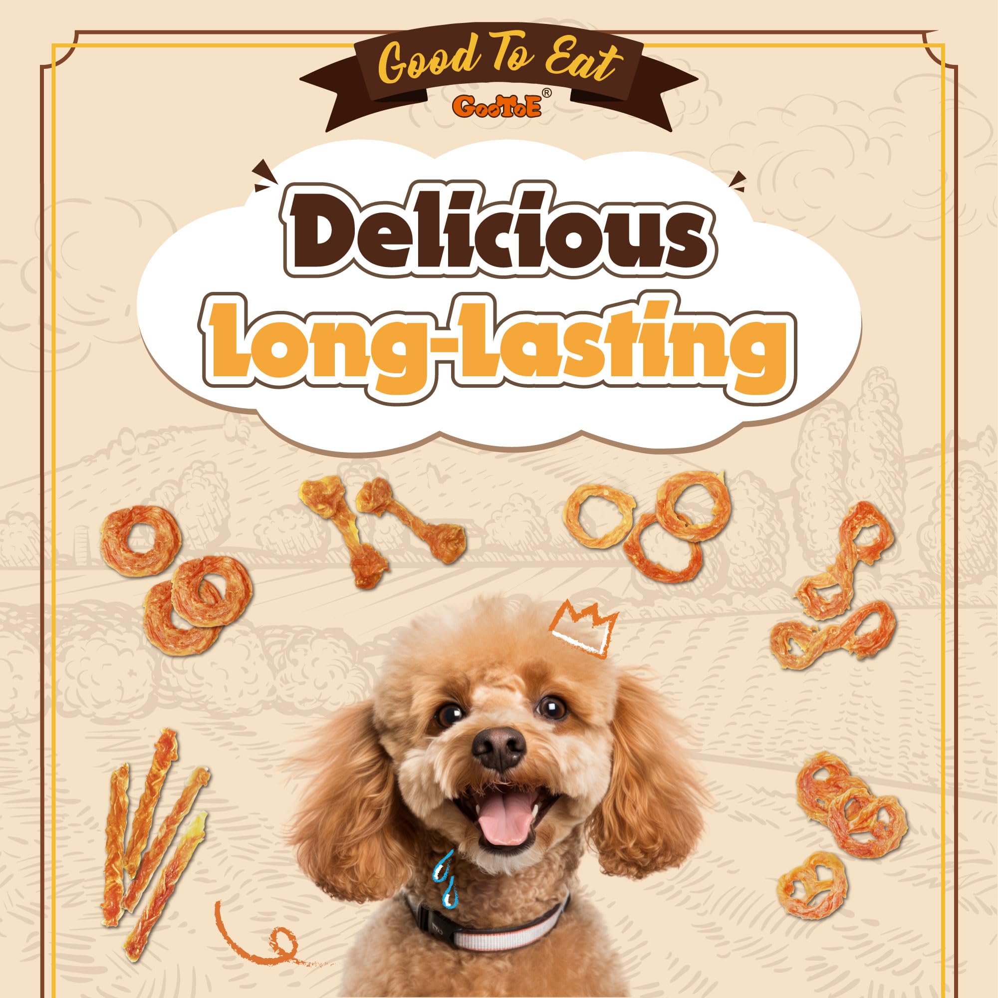 Gootoe puppy chew time visuals show safe, satisfying treats.
