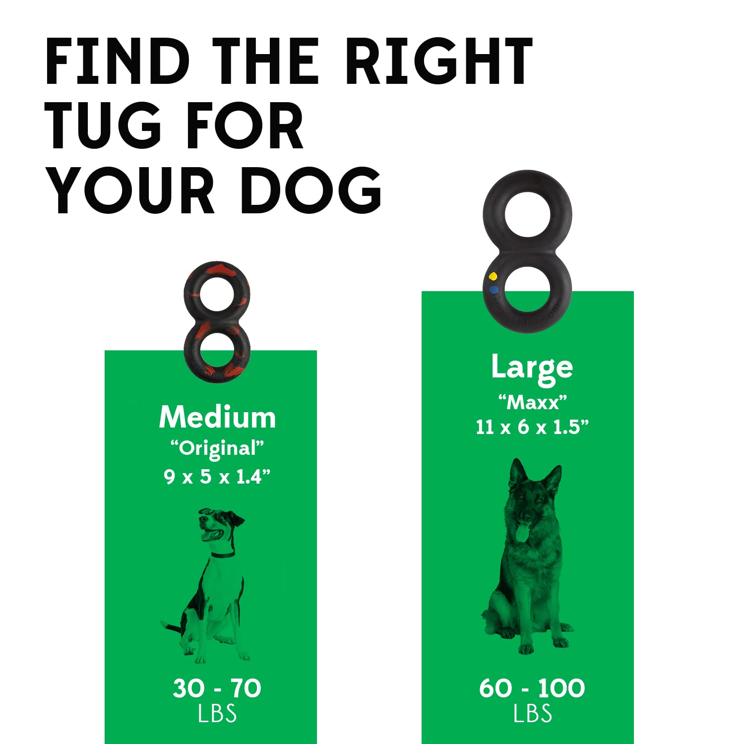 Goughnuts toy designed for aggressive chewers; durable black tug.
