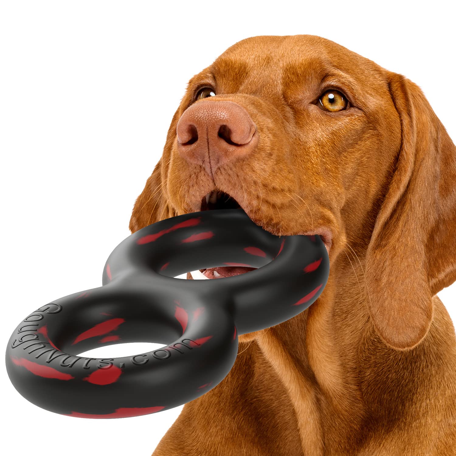 Goughnuts dog toy tug for medium breeds in black offers durable, safe tug play.