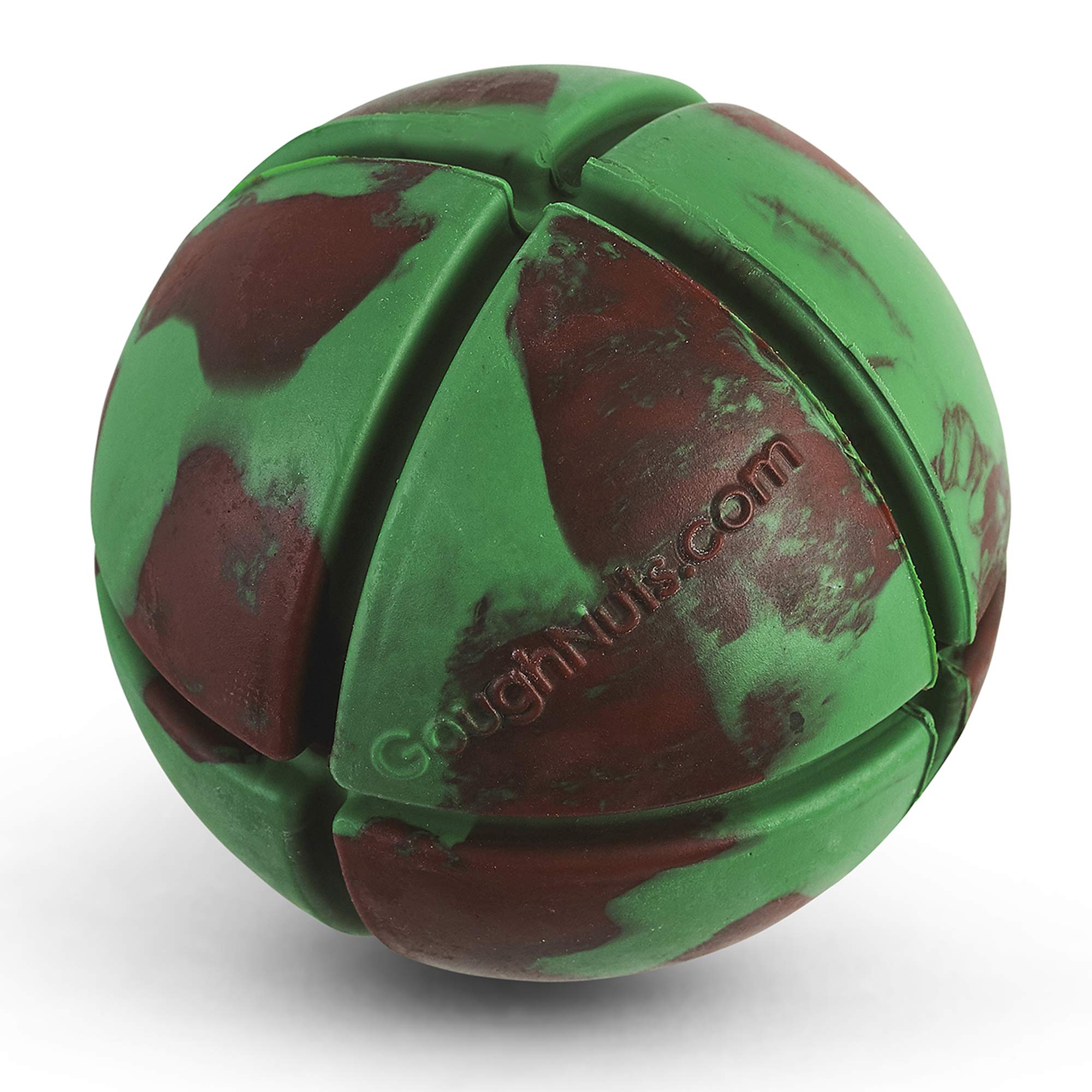 Goughnuts Virtually Indestructible Ball green close-up for durability.