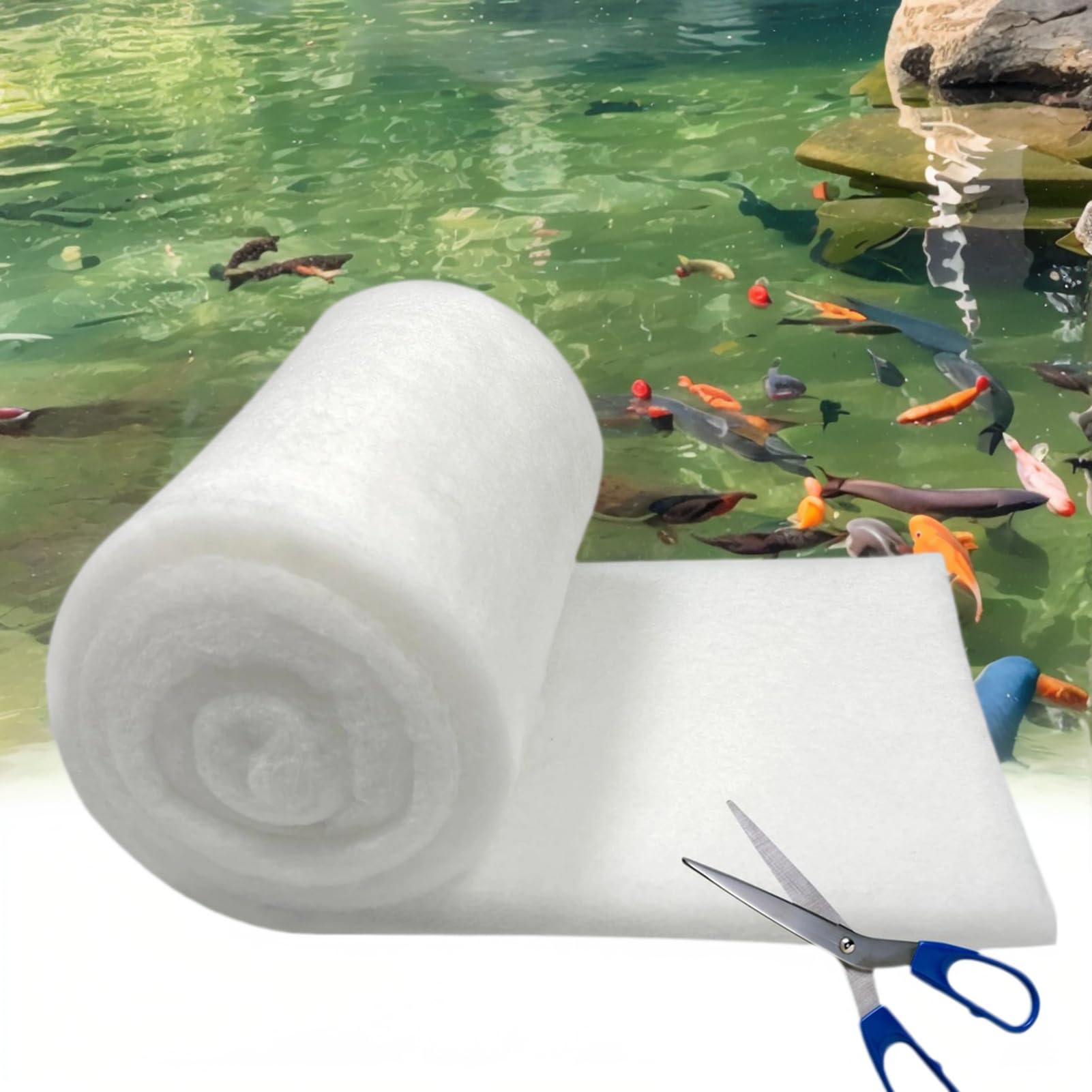 GourragePro aquarium filter floss roll closeup shows dense fiber for enhanced filtration.