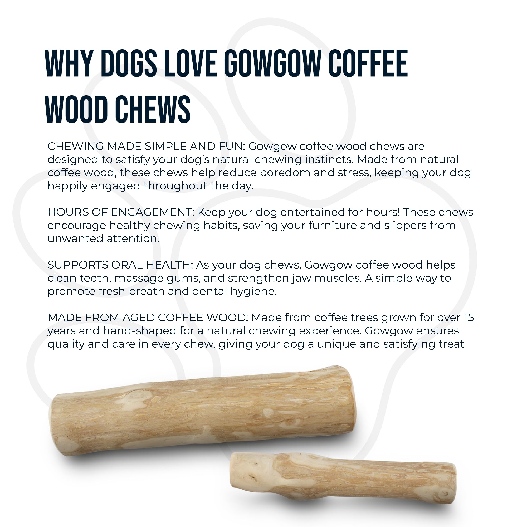 GOWGOW safety guidance shows check for splinters during chewing sessions.