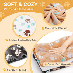 Gowyeg dog blanket paw-pattern close-up emphasizes plush texture and visual charm.