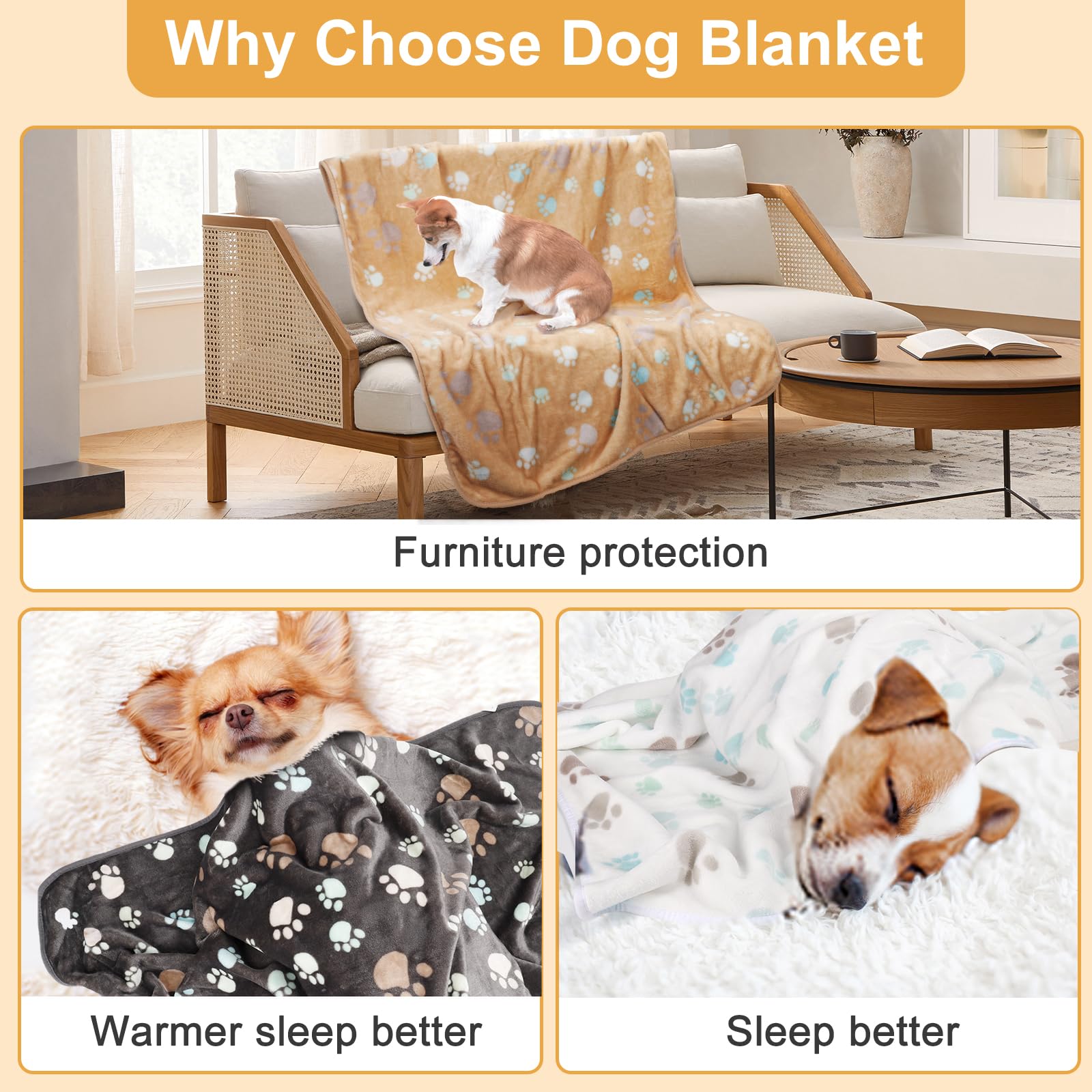 Gowyeg dog blanket white close-up suggests easy care and clean look.