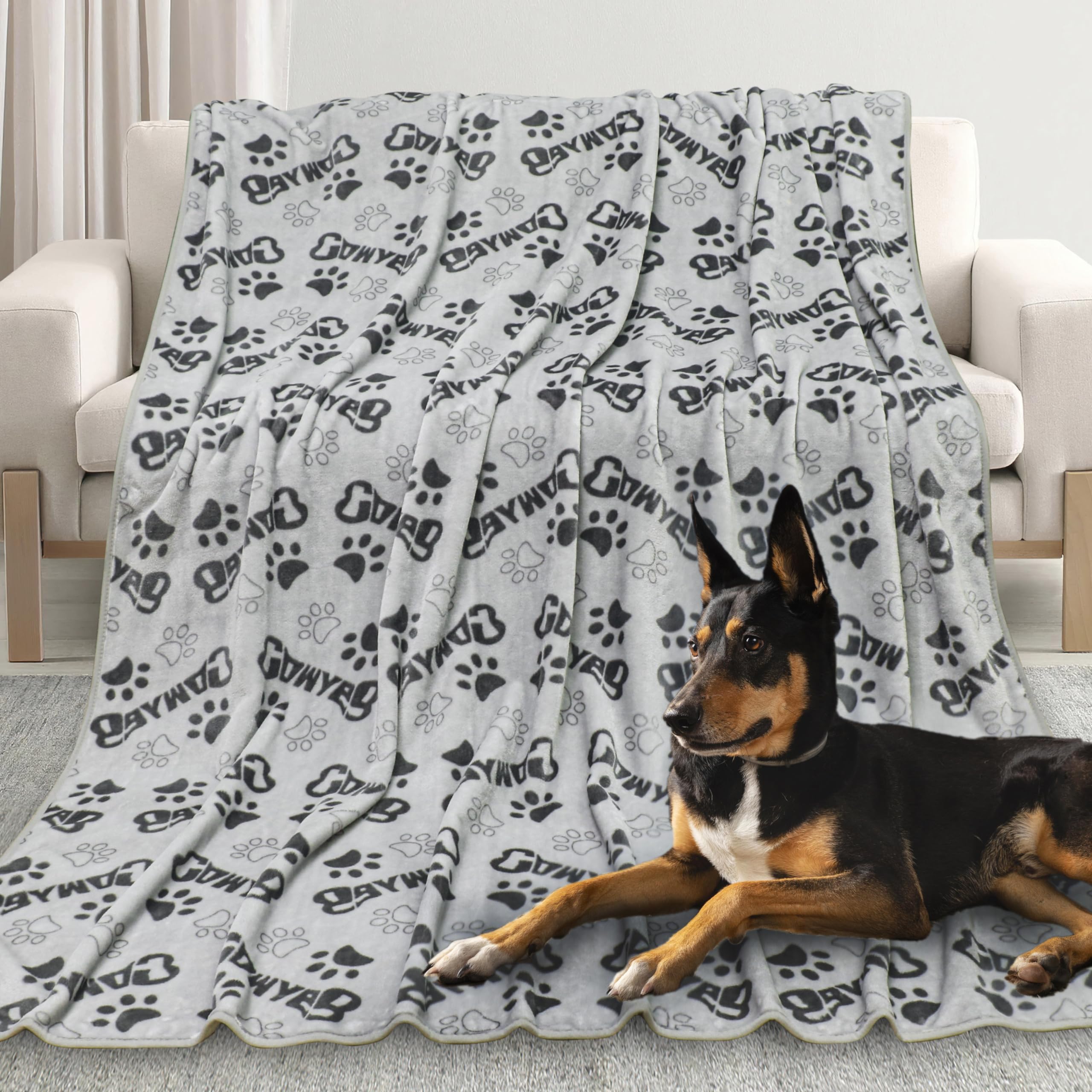 Gowyeg large dog blanket 60x50 grey offers warm coverage for pets on beds