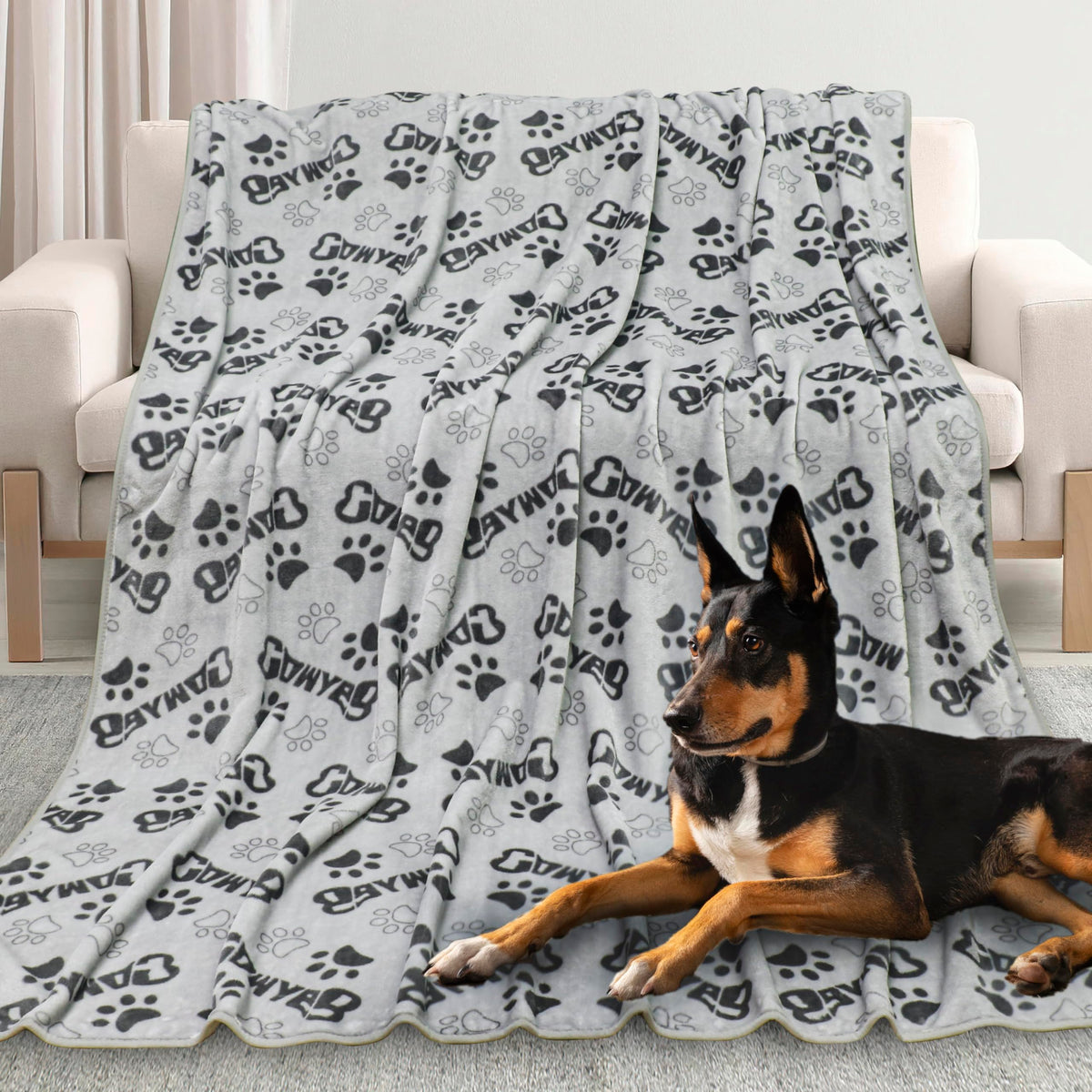 Gowyeg large dog blanket 60x50 grey offers warm coverage for pets on beds