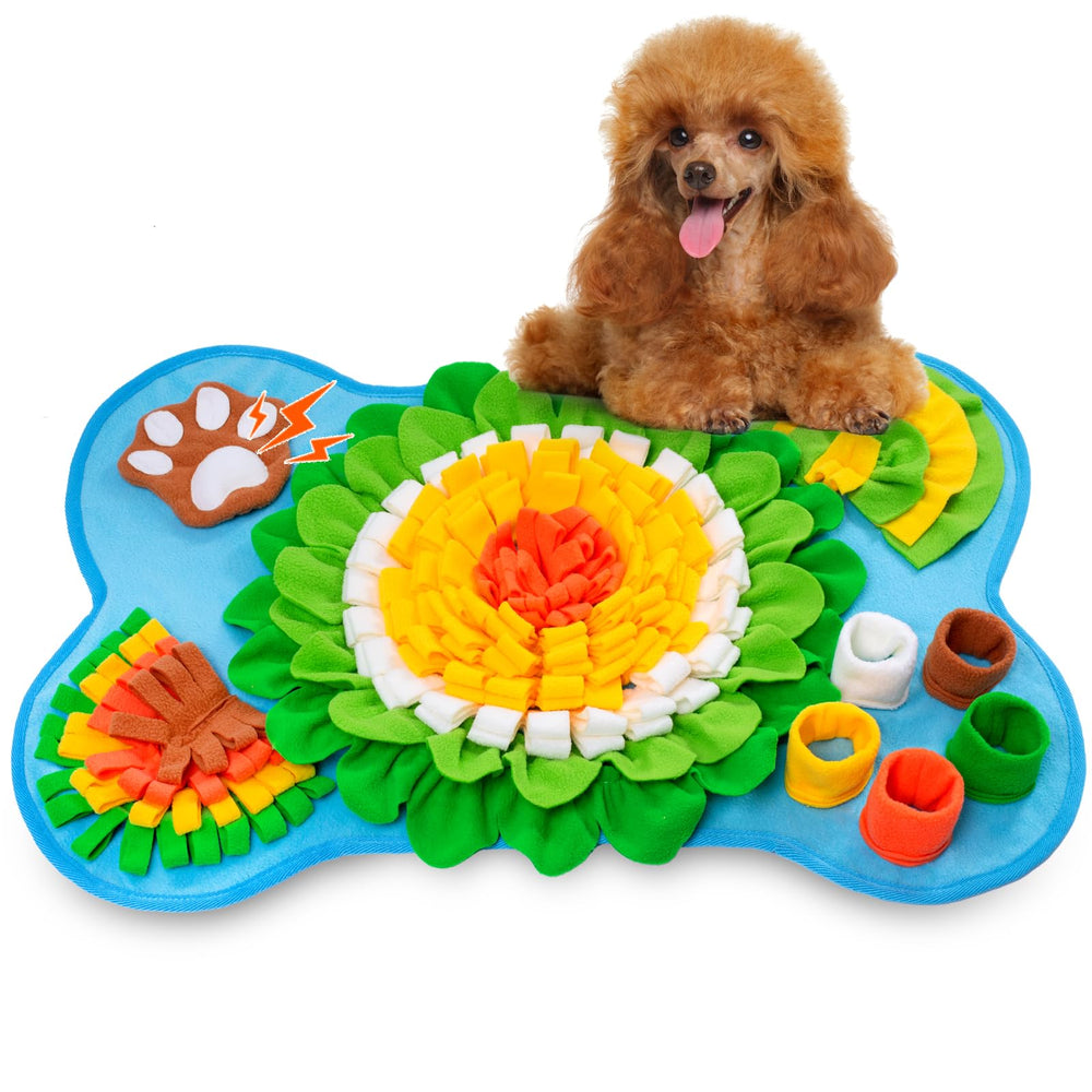 GoxRunx Snuffle Mat bone blue front view aids interactive feeding and mental engagement