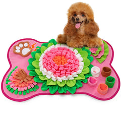 GoxRunx bone-shape snuffle mat pink close-up for slow feeding and sniffing fun.