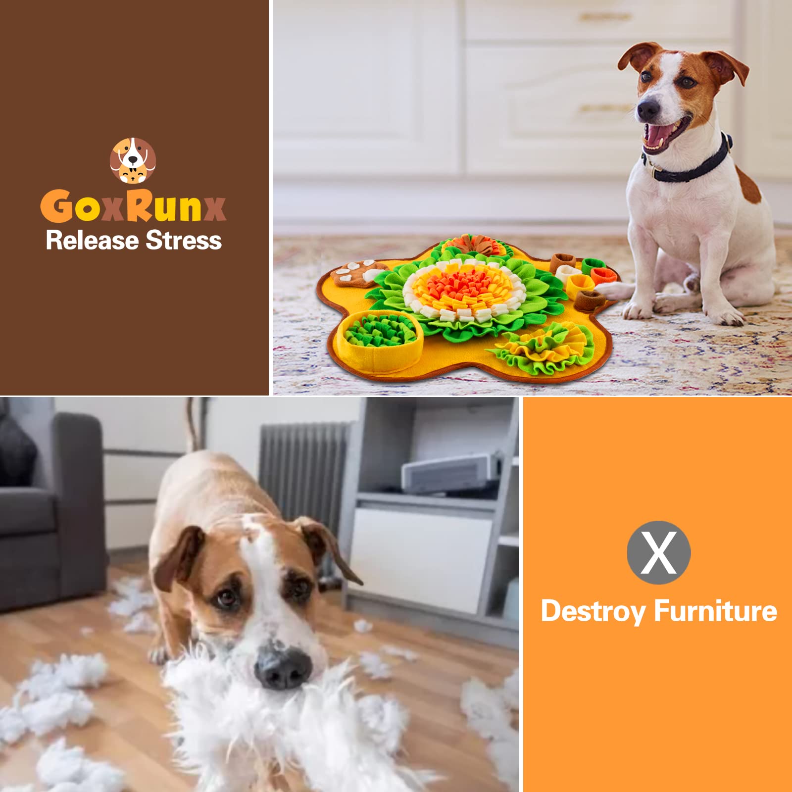 GoxRunx Snuffle Mat interactive treat bowls promote focused sniffing and reward-seeking.