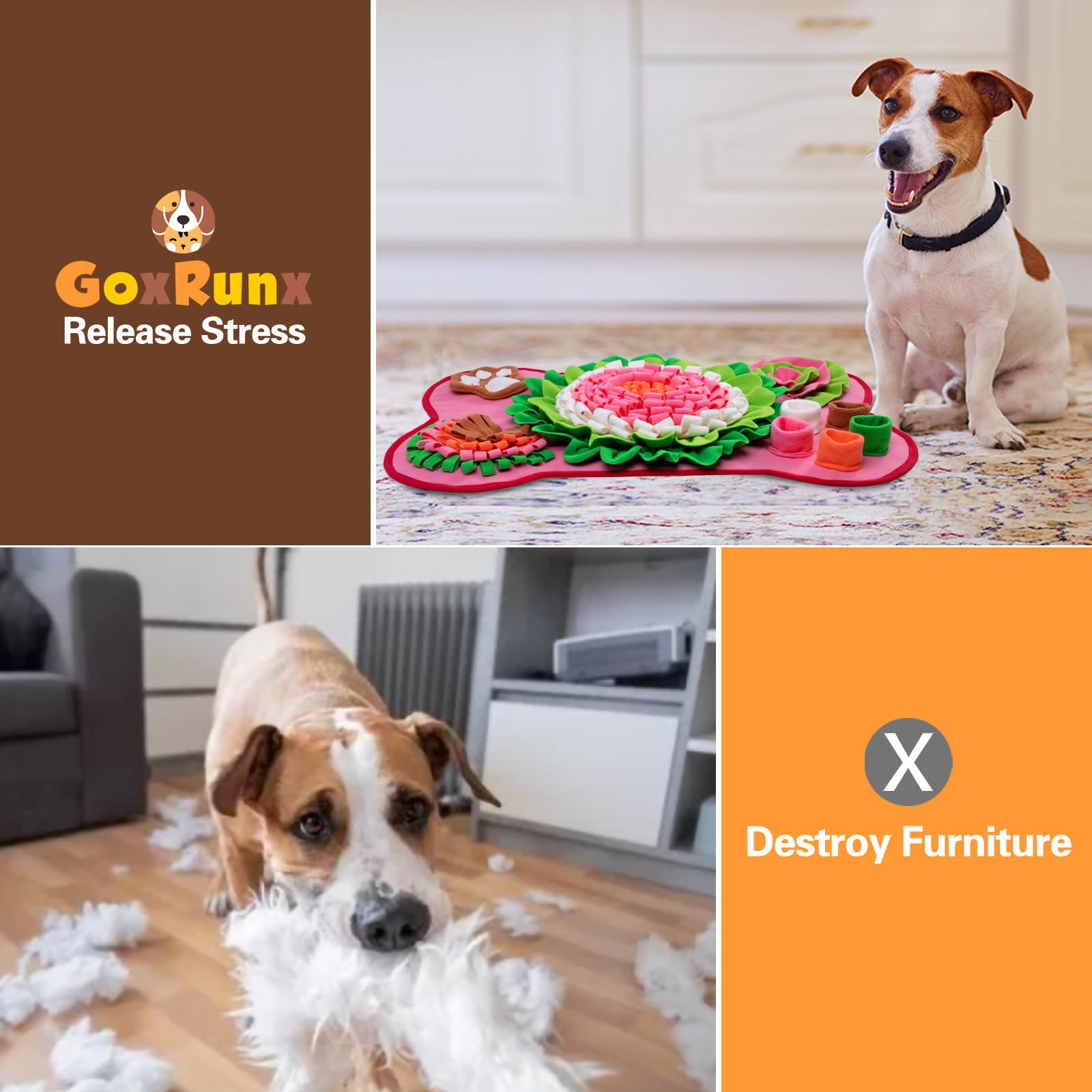 GoxRunx bone-shape snuffle mat pink machine washable for easy cleaning.