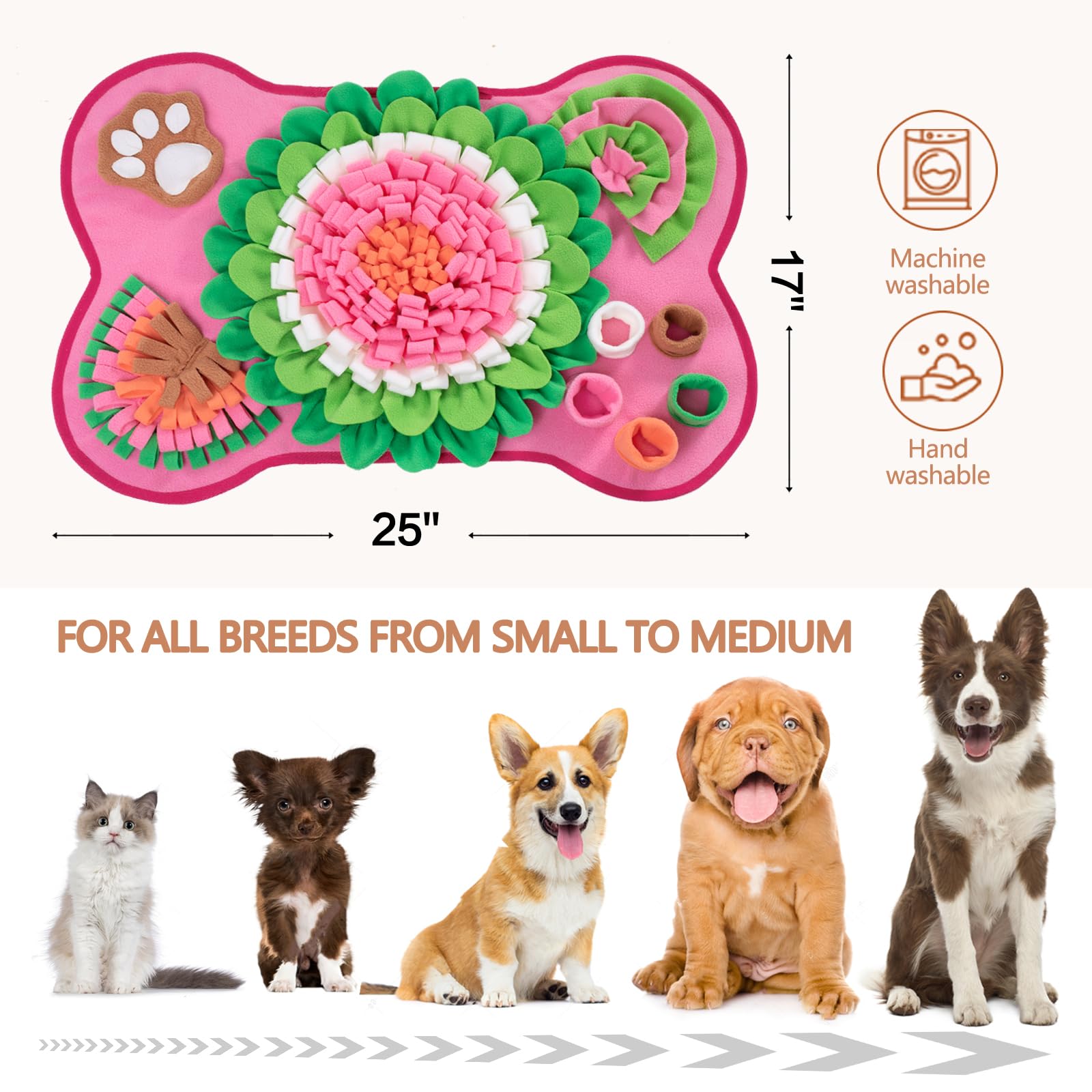 GoxRunx snuffle mat includes squeaker to boost interest.