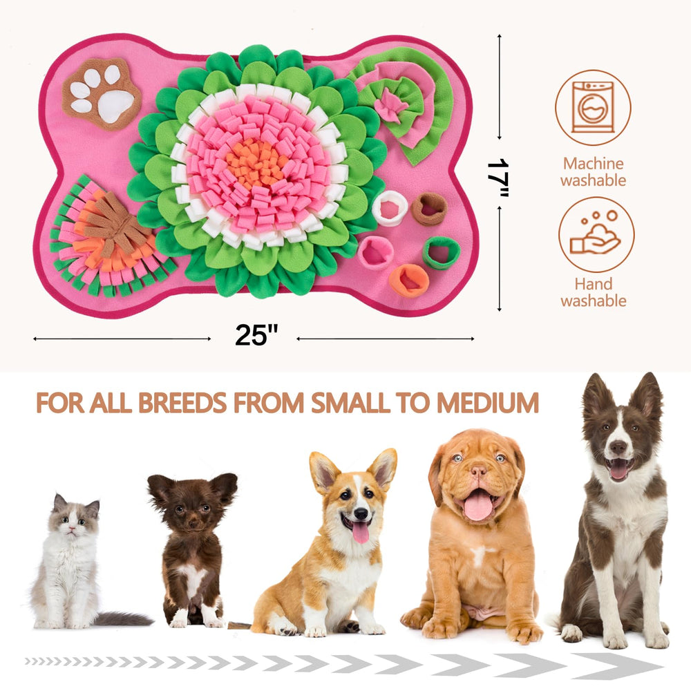 GoxRunx snuffle mat includes squeaker to boost interest.