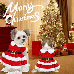 GOYOSWA cat Christmas dress back view showcasing belt detail and comfortable fit.