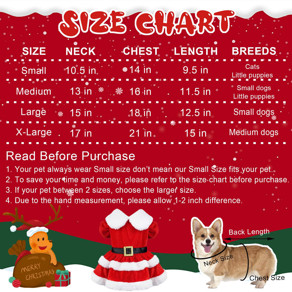 GOYOSWA outfit size chart to help choose the right pet fit.