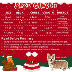 GOYOSWA outfit size chart to help choose the right pet fit.