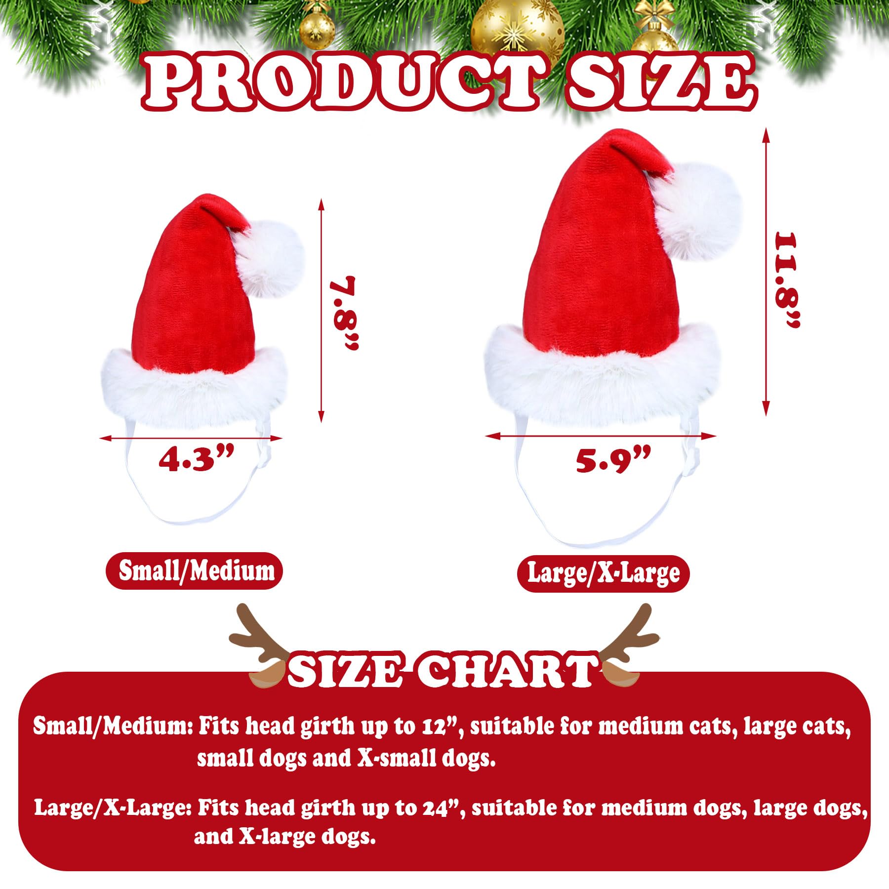 GOYOSWA Santa hat side view showing classic 3D design and secure fit