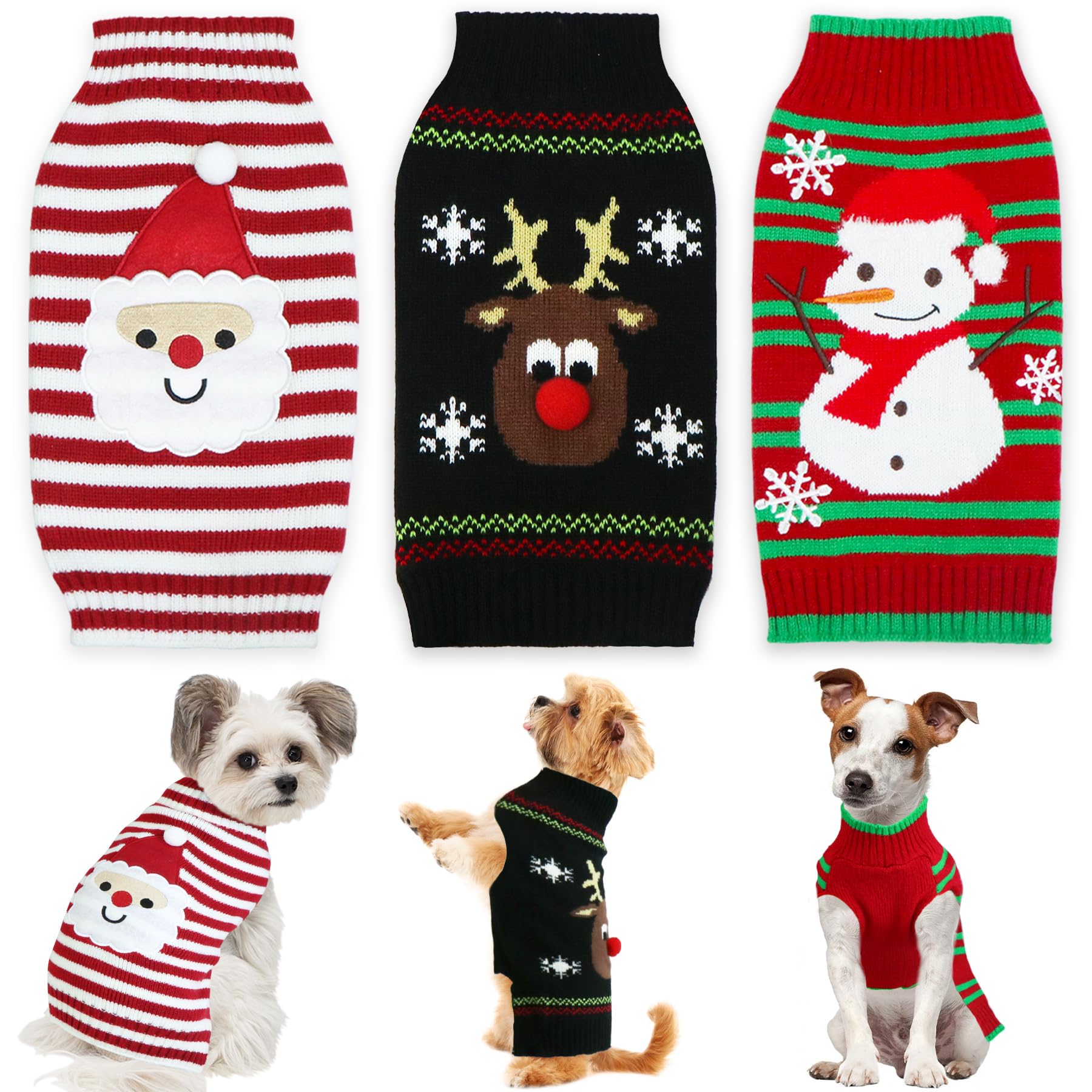 GOYOSWA dog Christmas sweater Santa pattern keeps pets warm during seasonal outings and festive photos.