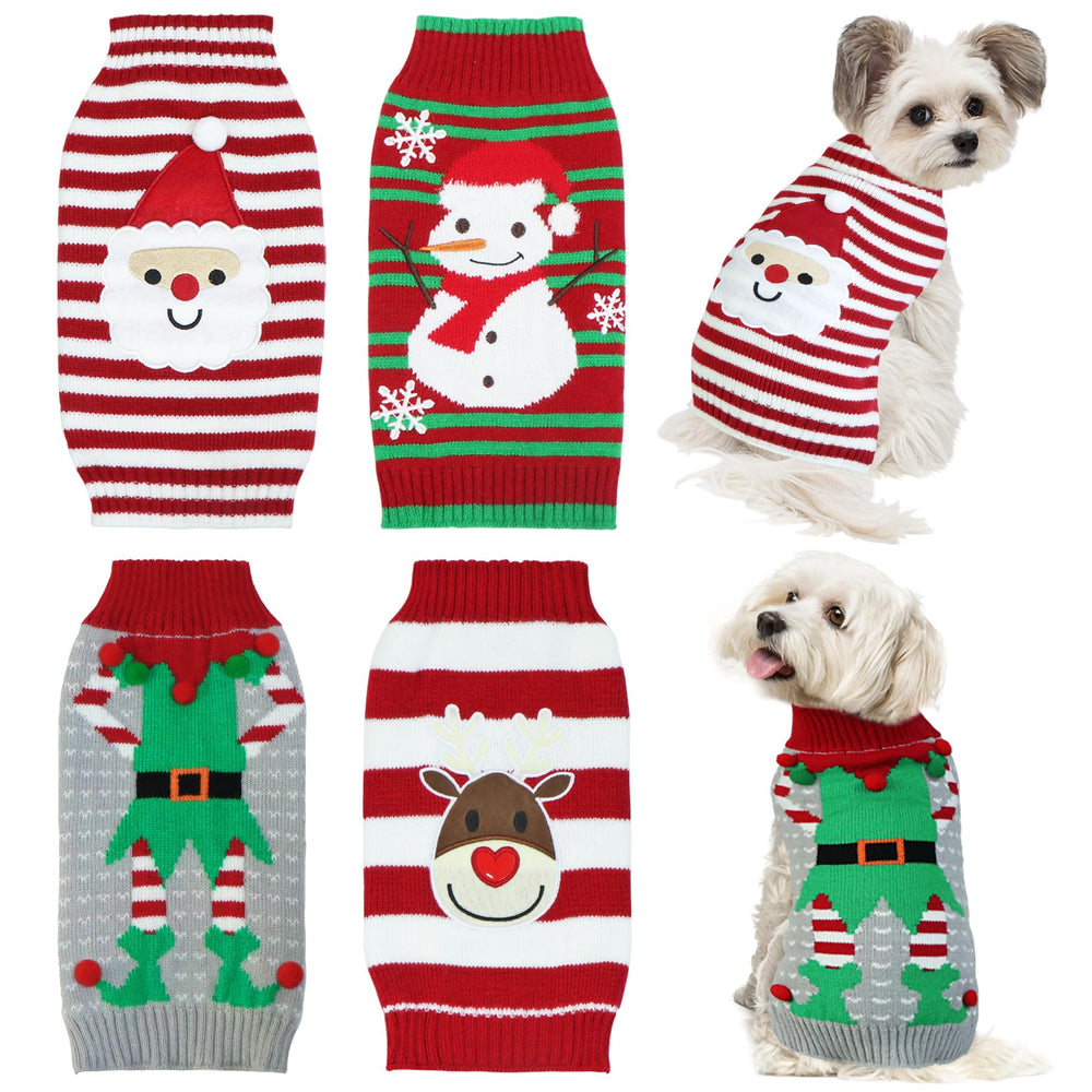 GOYOSWA dog Christmas sweater Santa pattern keeps pets warm during winter walks