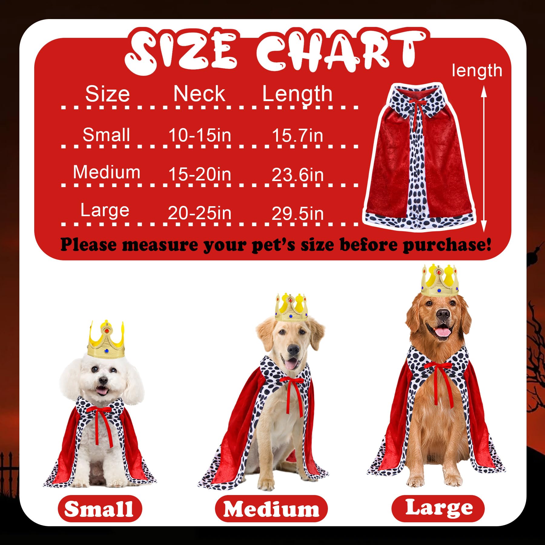 GOYOSWA dog king cloak soft polyester for comfort during Halloween