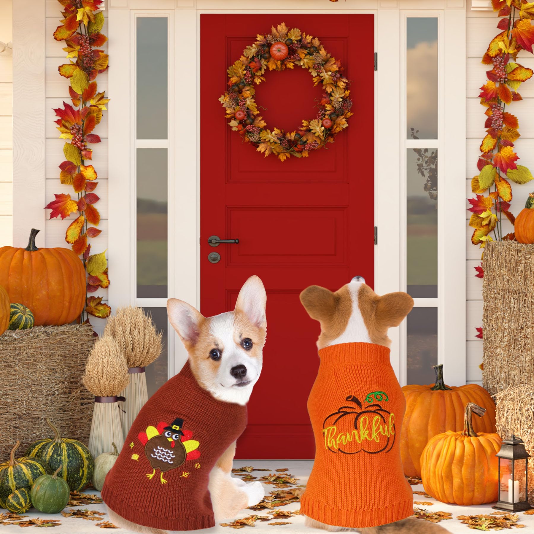GOYOSWA dog wearing Thanksgiving sweater shown as cozy daily wear option