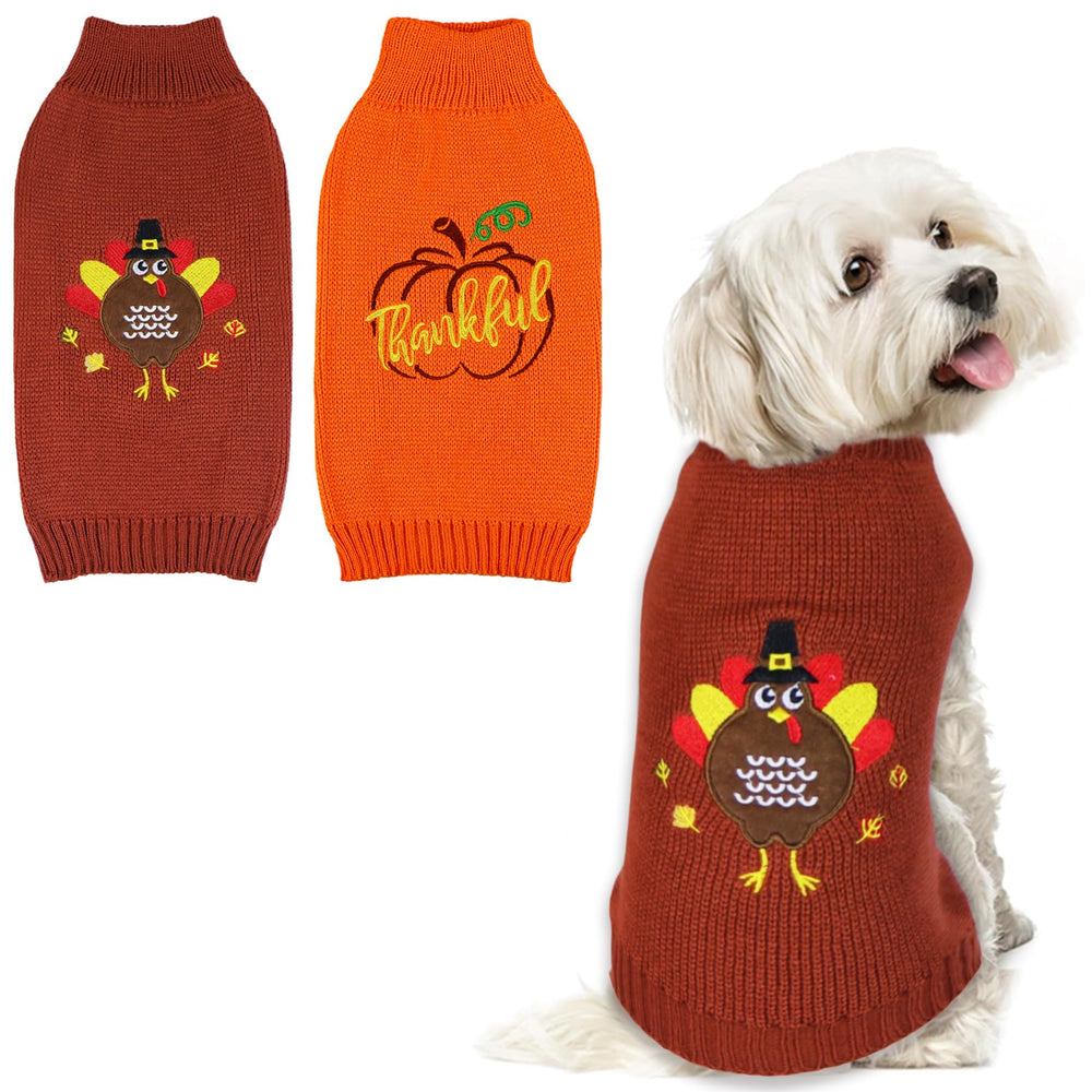 GOYOSWA dog Thanksgiving sweater turkey pattern ideal for festive photos
