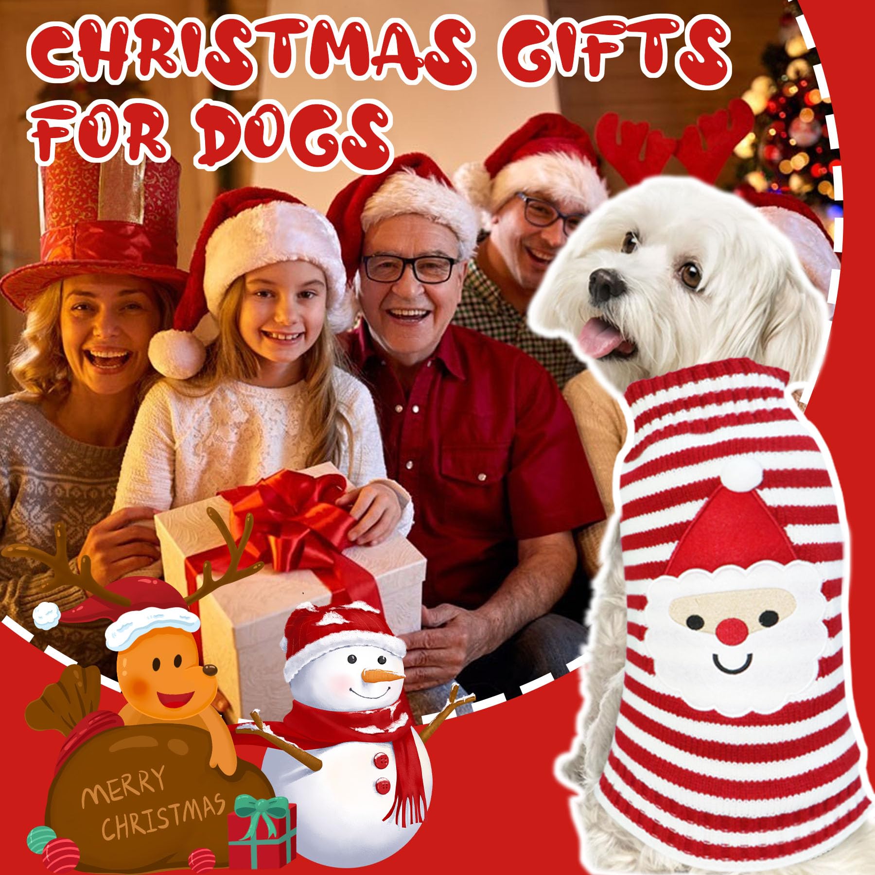 GOYOSWA snowman dog sweater delivers cute holiday style for daily wear and parties