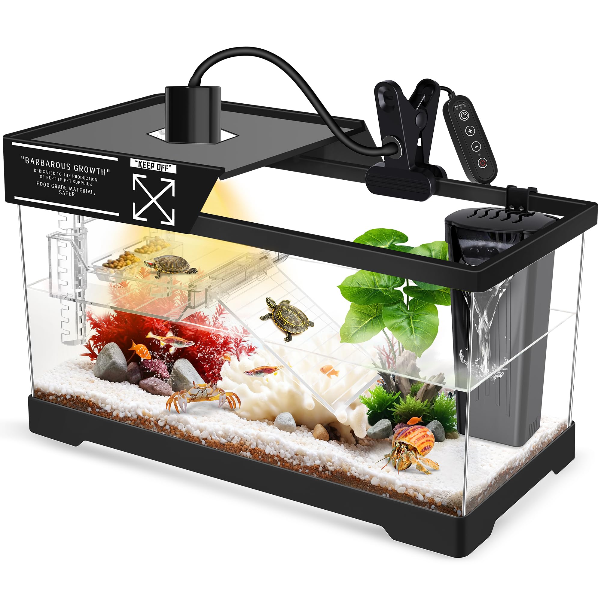 GOZILLA aquatic turtle tank lid secures the habitat for a safe reptile home.