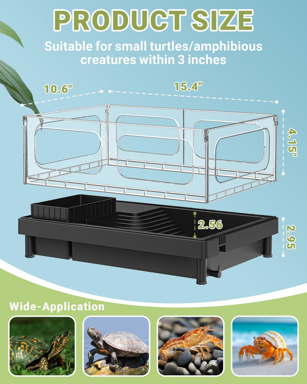 GOZILLA turtle tank kit with lid and lamp demonstrates integrated lighting for daytime activity.