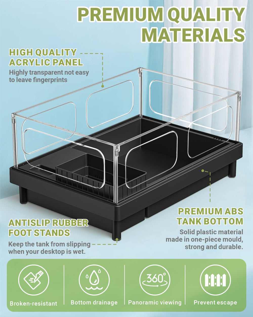 GOZILLA habitat with multi-functional areas supports swimming, climbing, and resting.