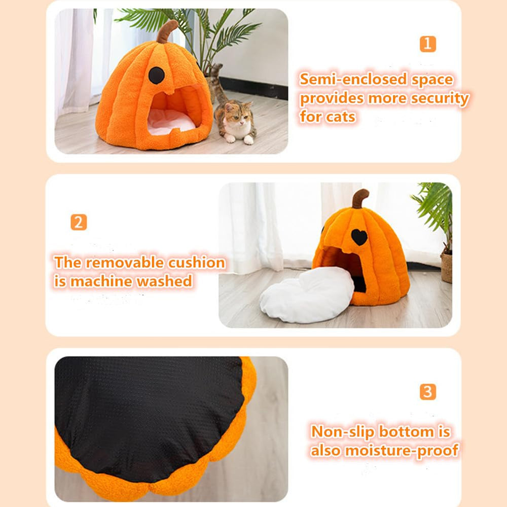 GPPSUNGD pumpkin cat bed 20-inch size demonstrates a compact option for small spaces.