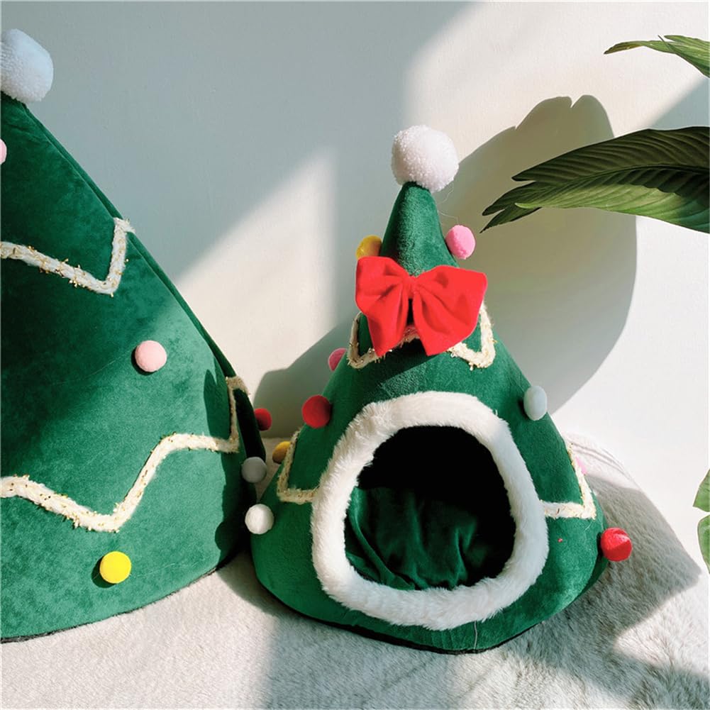GPPSUNGD Christmas Tree Cat Bed dimensions 23.6x21.7 inches.