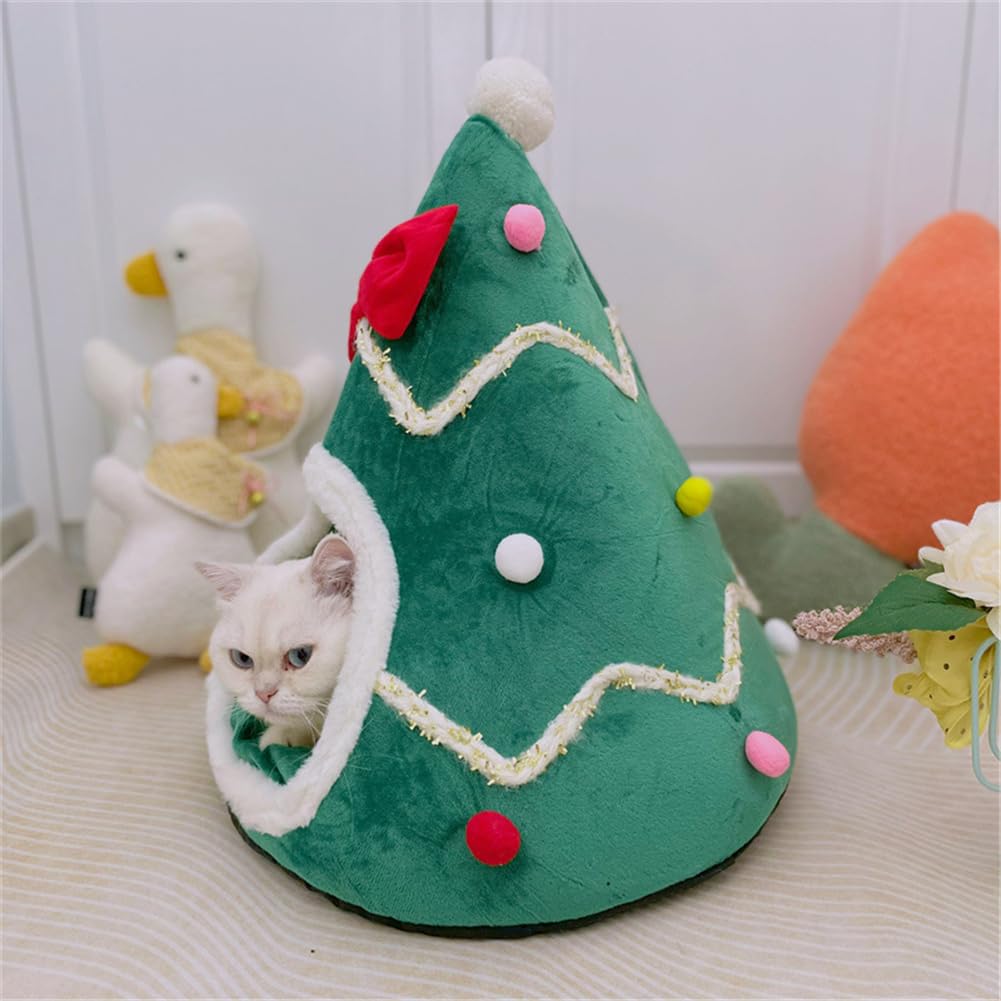 GPPSUNGD Christmas Tree Cat Bed teepee structure supports cozy lounging.
