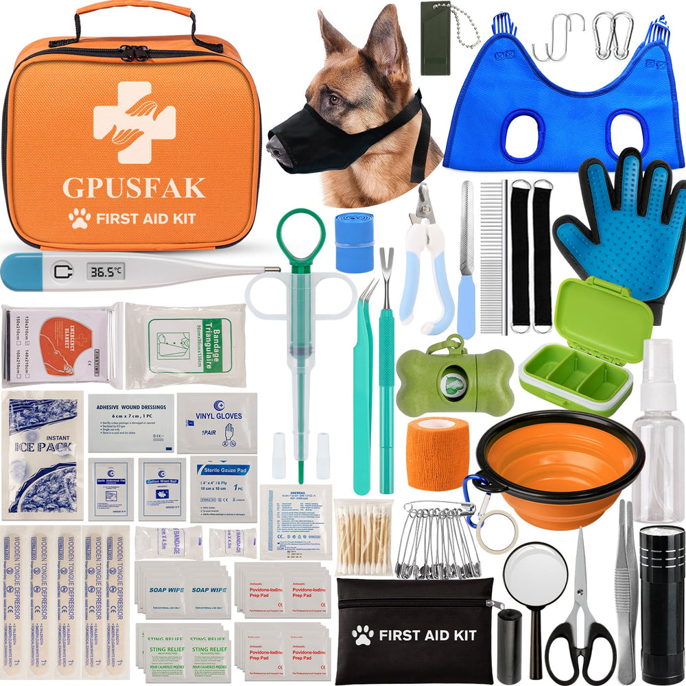 GPUSFAK Dog First Aid Kit case open showing quick-care essentials