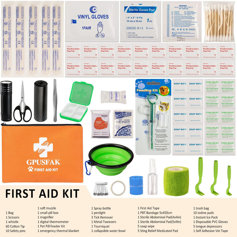 GPUSFAK Pet First Aid Kit water-resistant bag ready for outdoor use.
