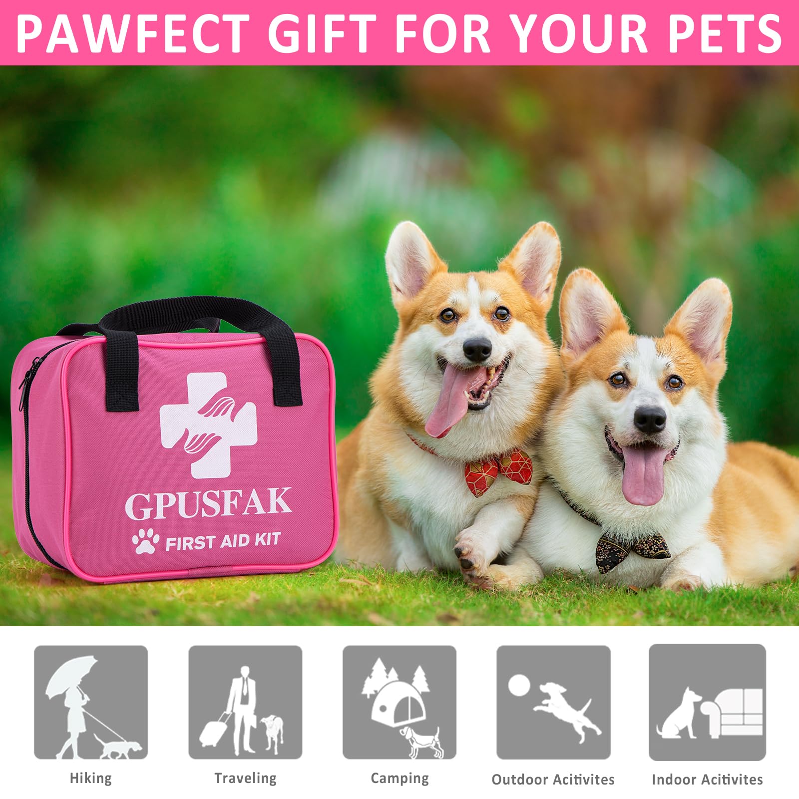 GPUSFAK pets first aid kit car travel ready for quick urgent care