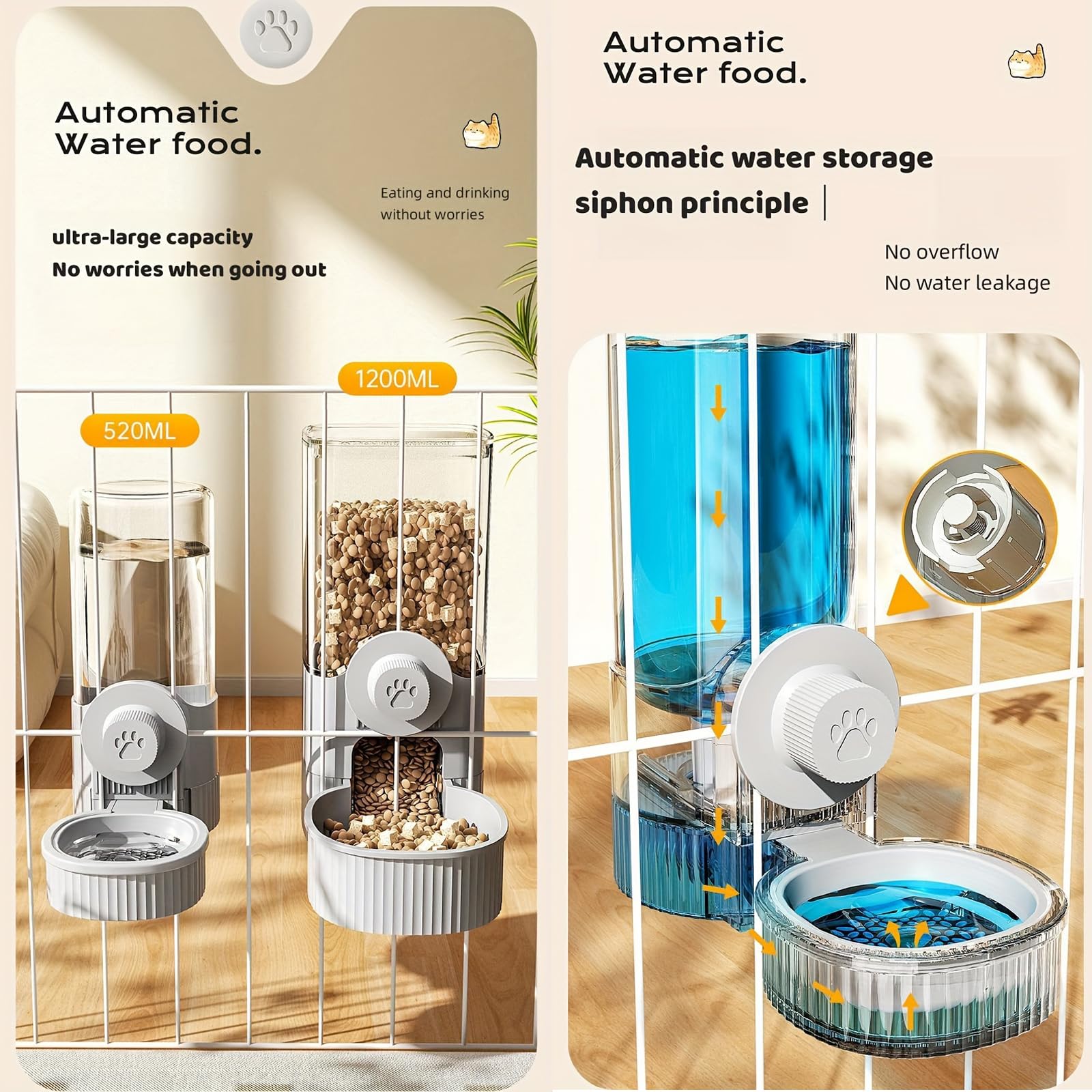 GPY large-capacity 35oz grey feeder reduces frequent refills