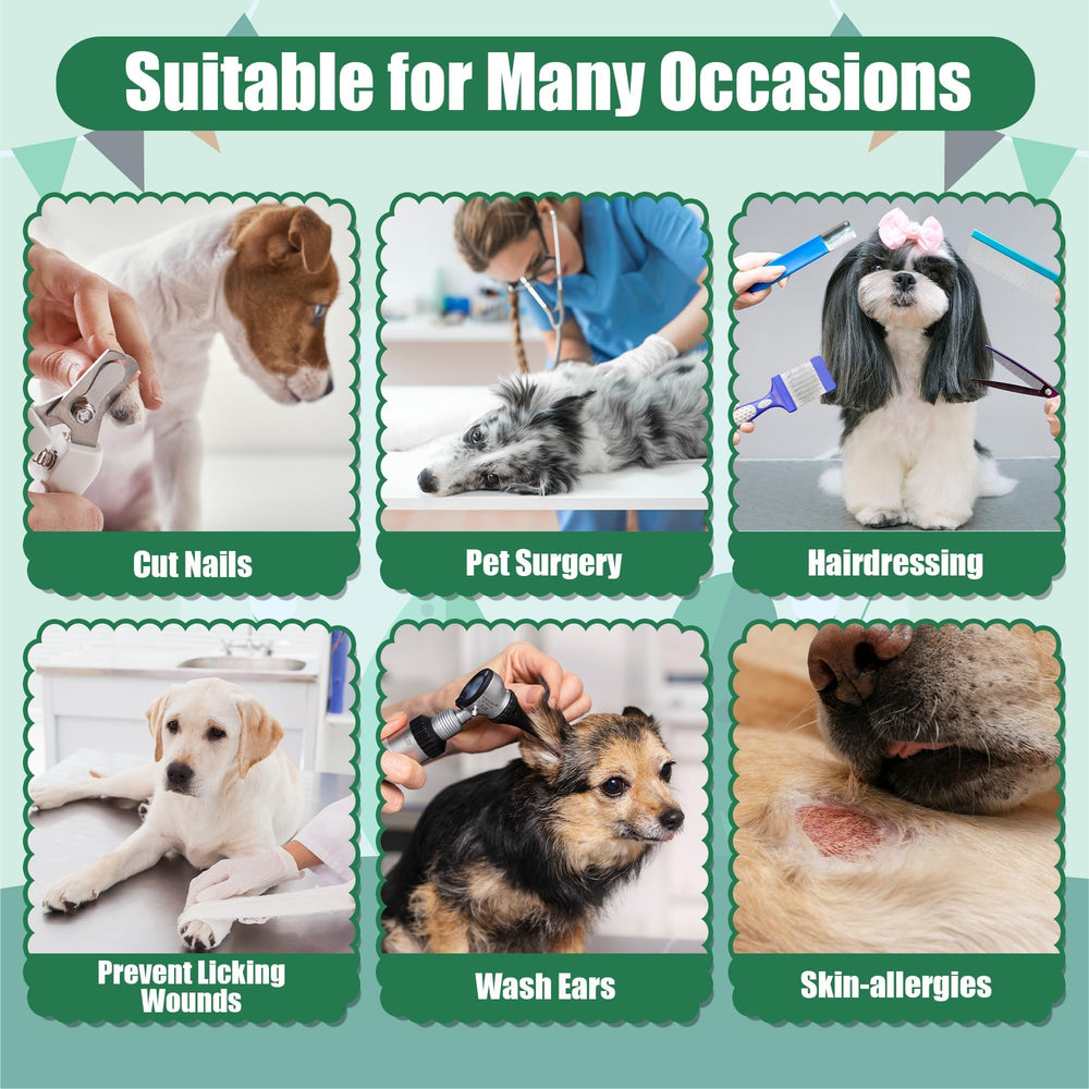 GQIRIL soft dog cone collar blue application image illustrates post-surgery, grooming, and nail clipping use
