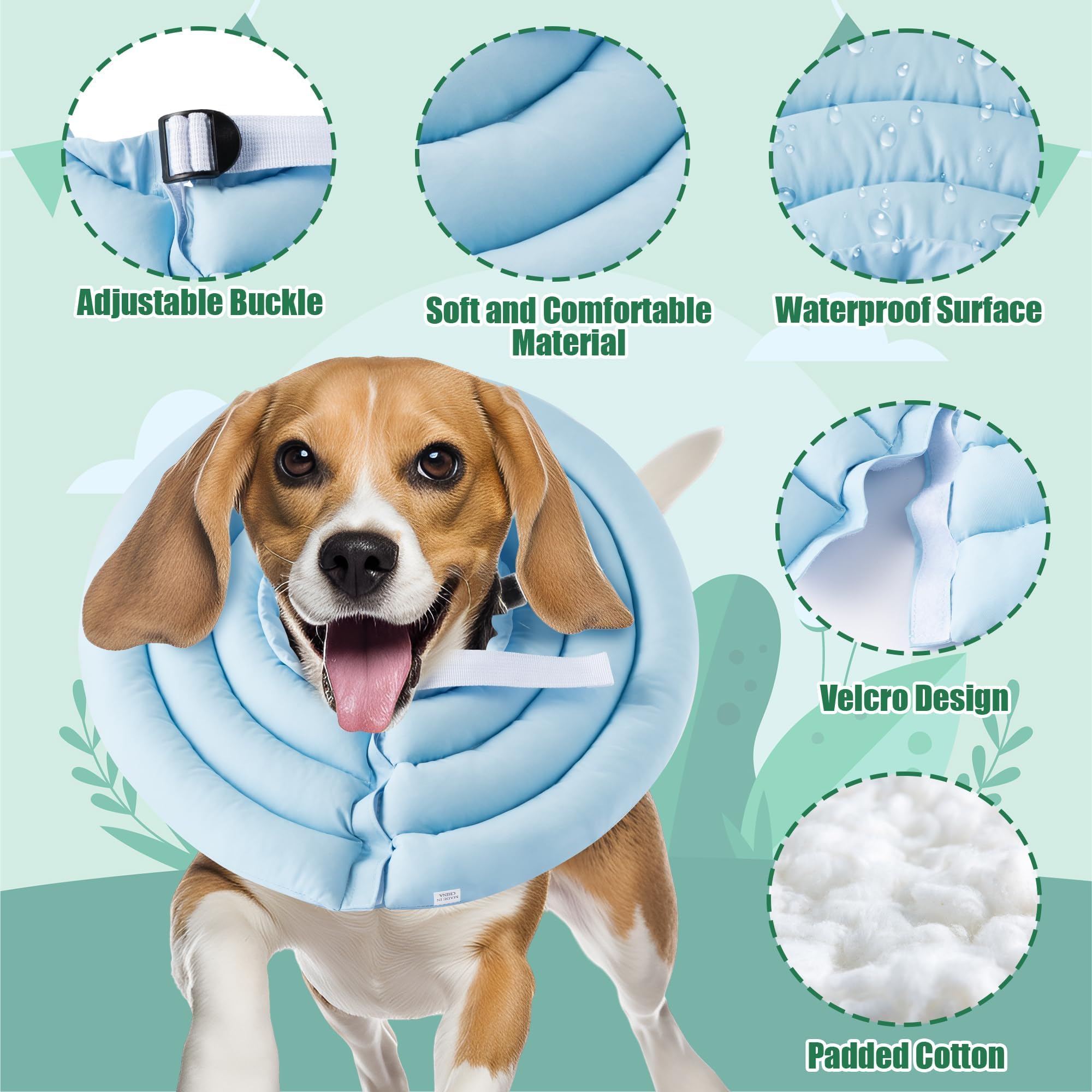 GQIRIL soft dog cone collar blue closed-diameter highlights gentle wound-protection during recovery