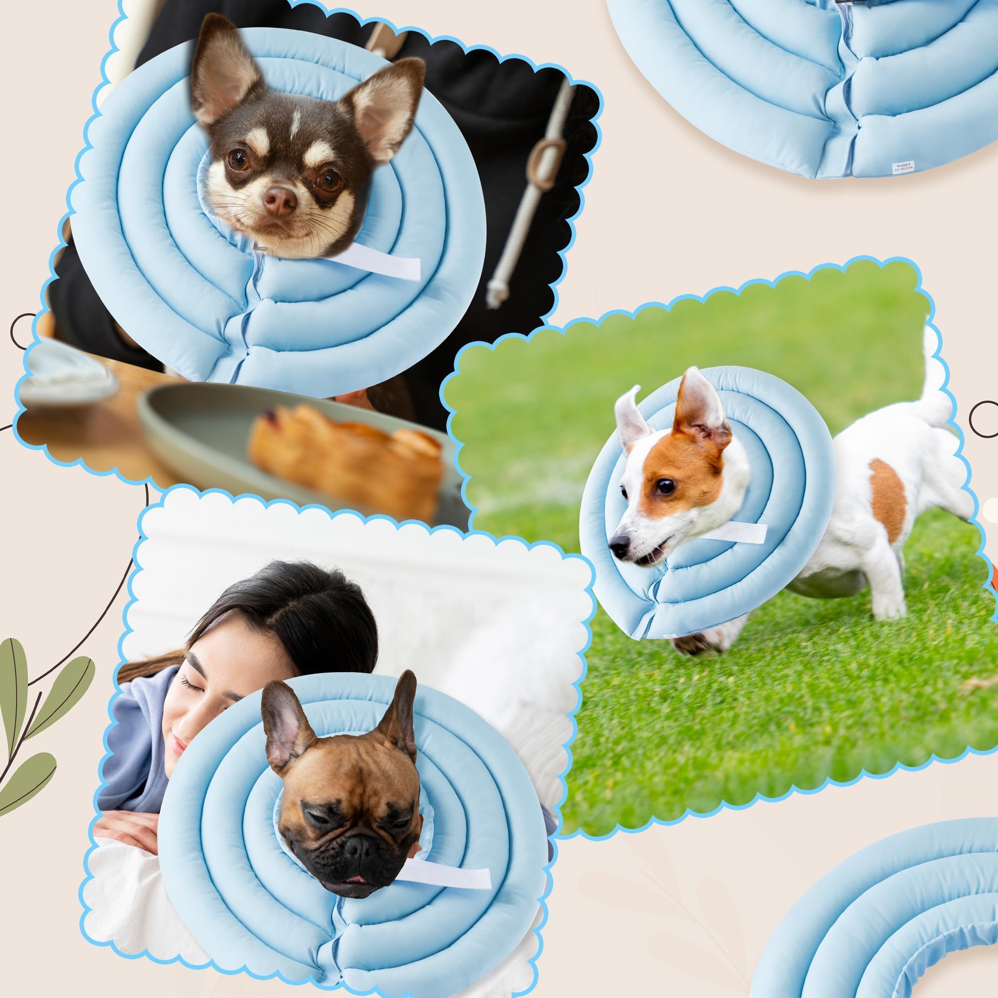 GQIRIL soft dog cone collar blue easy-clean surface supports quick maintenance after messy moments