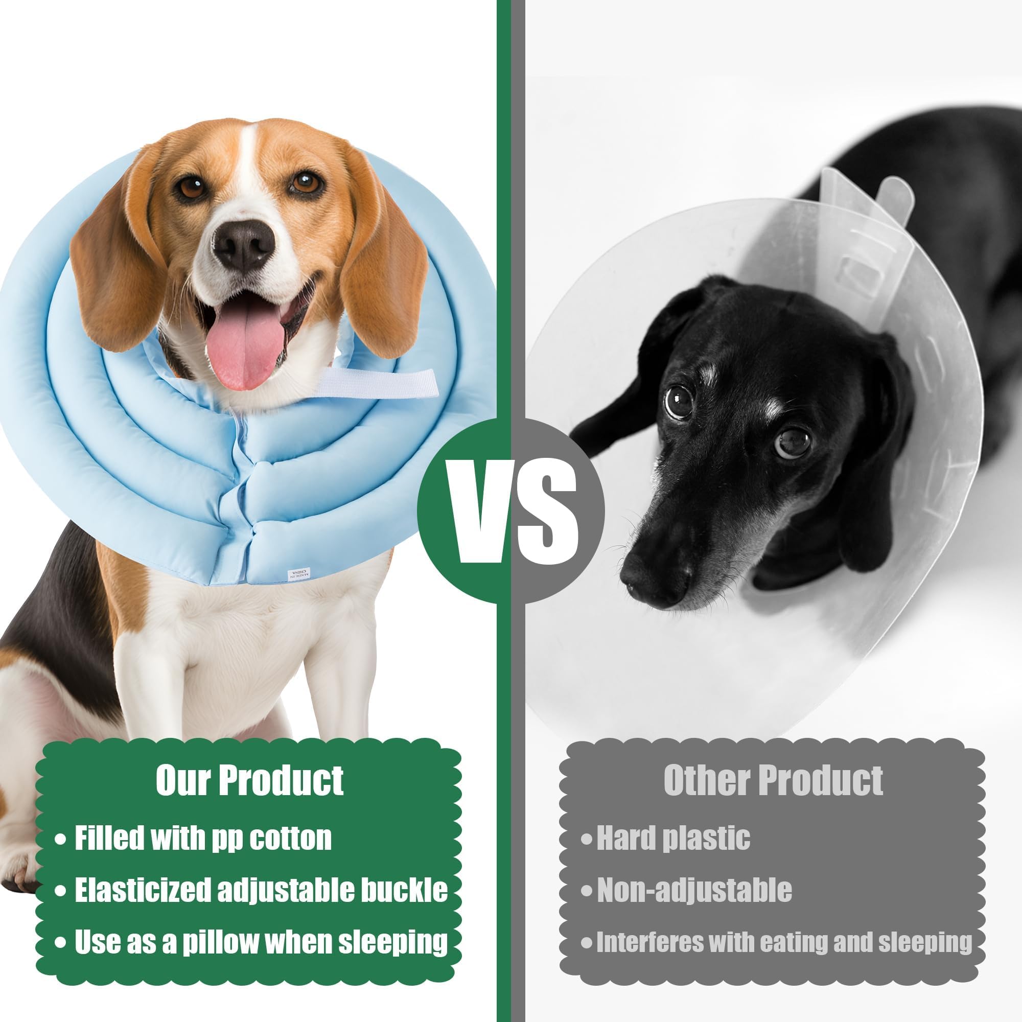 GQIRIL soft dog cone collar blue wet-look fabric keeps wounds dry and furniture scratch-free