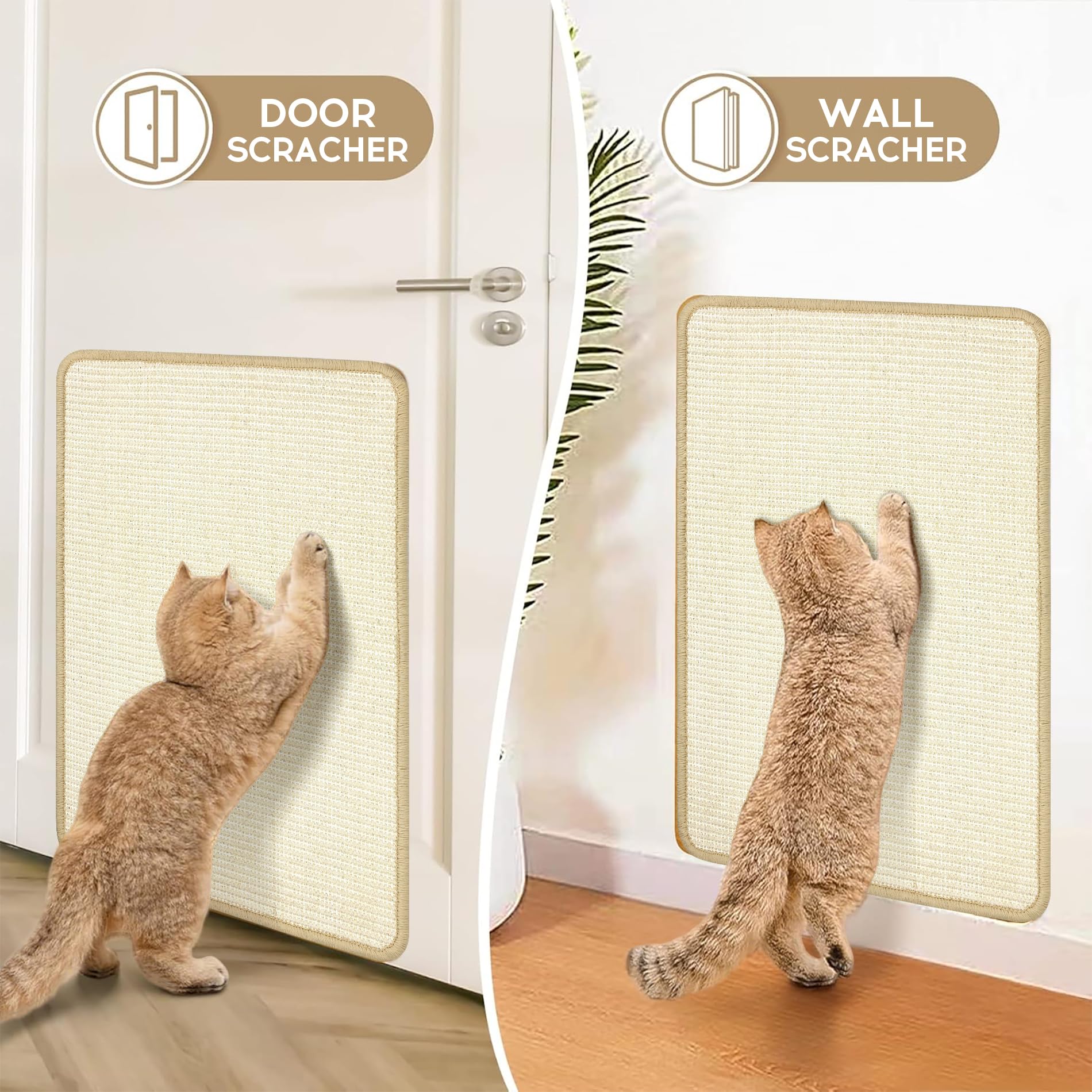 Graciadeco two-pack sisal mats offer versatile room placement for cat scratching.