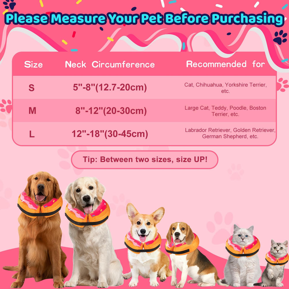 Grand Line donut collar pink worn by pets avoids vision blockage