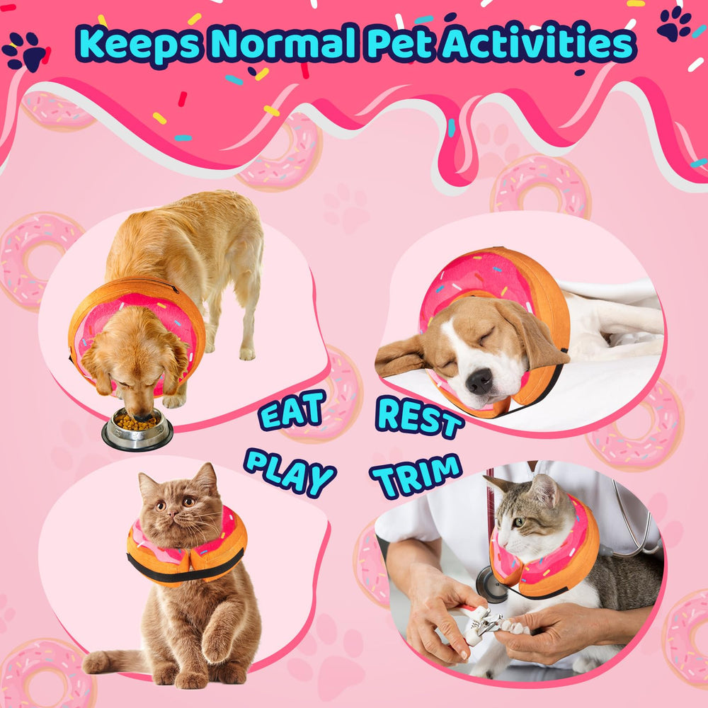 Grand Line donut collar in pink doubles as a cozy sleep pillow for pets.
