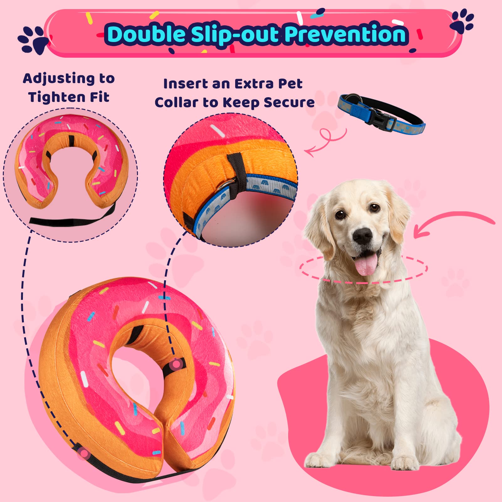 Grand Line donut collar features three inner straps for stability and added safety.