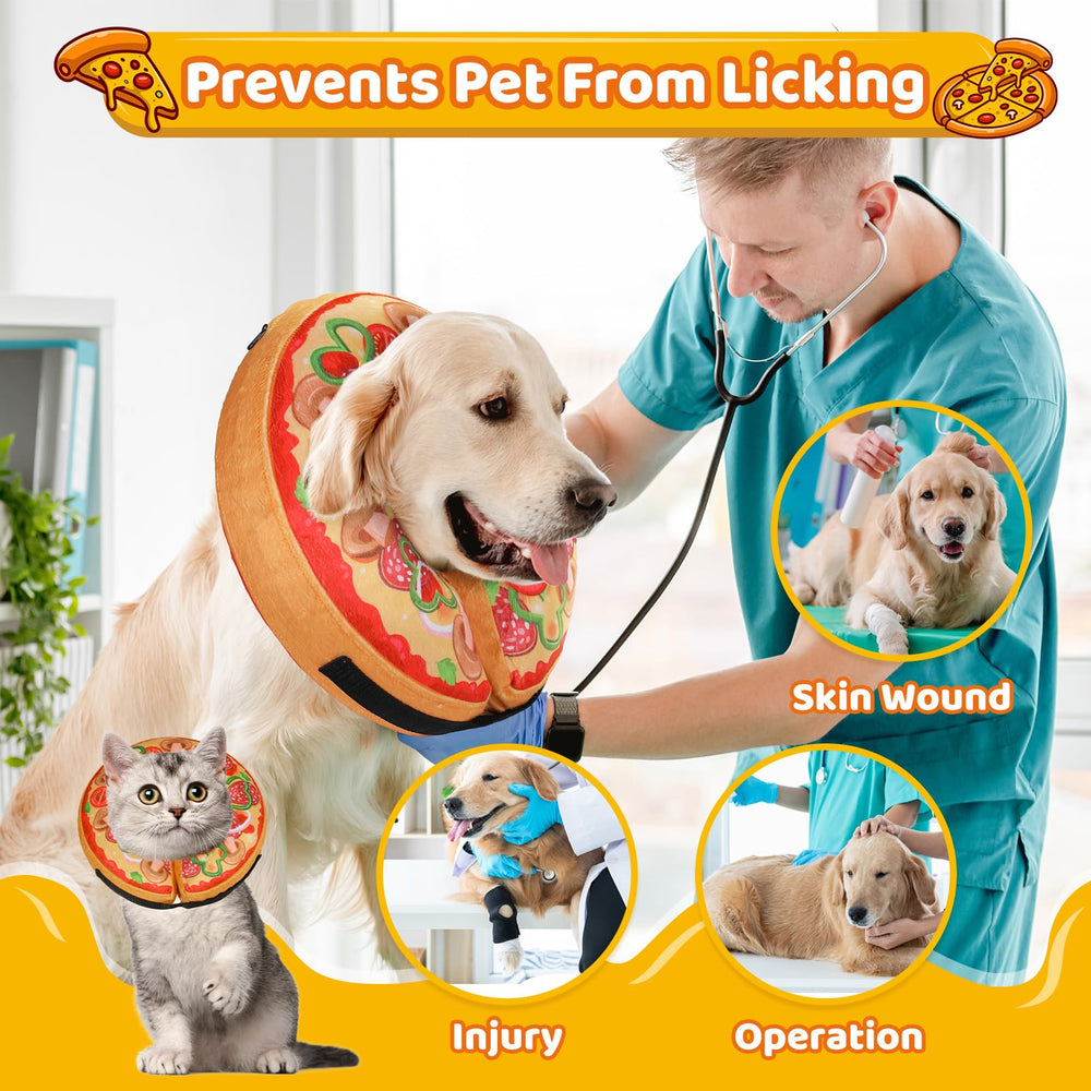 Grand Line Pizza inflatable collar for cats — side view; lightweight alternative that keeps vision clear.