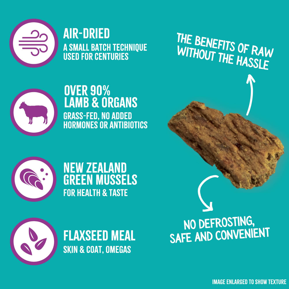 Grandma Mae's air-dried small-batch image shows moist, chunky real-meat texture.